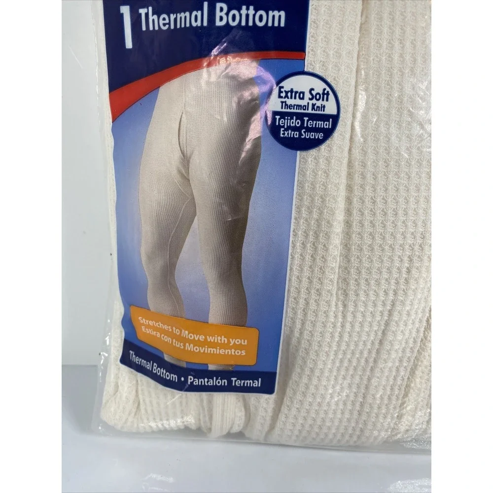 Fruit of the Loom Men's Thermal Bottom Size XL (40-42) White Natural Soft New